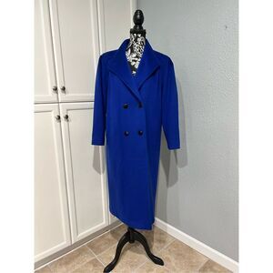 Coat Wool Royal Blue NWOT Double Breasted roll up button collar SZ 10